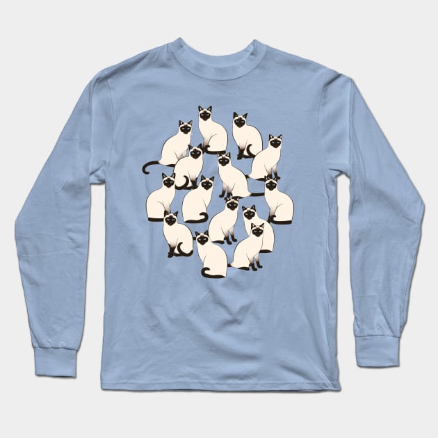 Siamese Cats Group Long Sleeve T-Shirt by nadyabasos